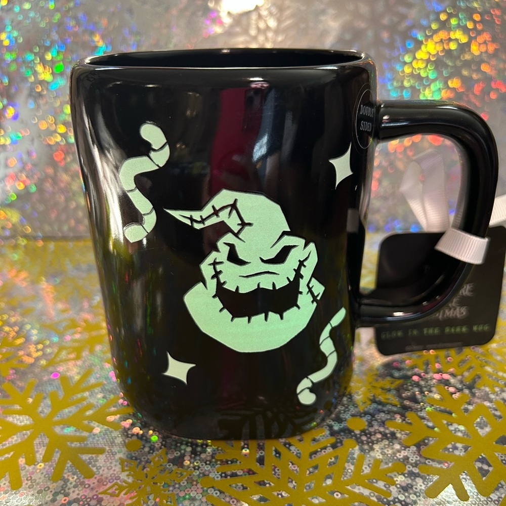 Rae Dunn Disney Oogie Boogie Black and Green Glow-in-the-Dark Mug